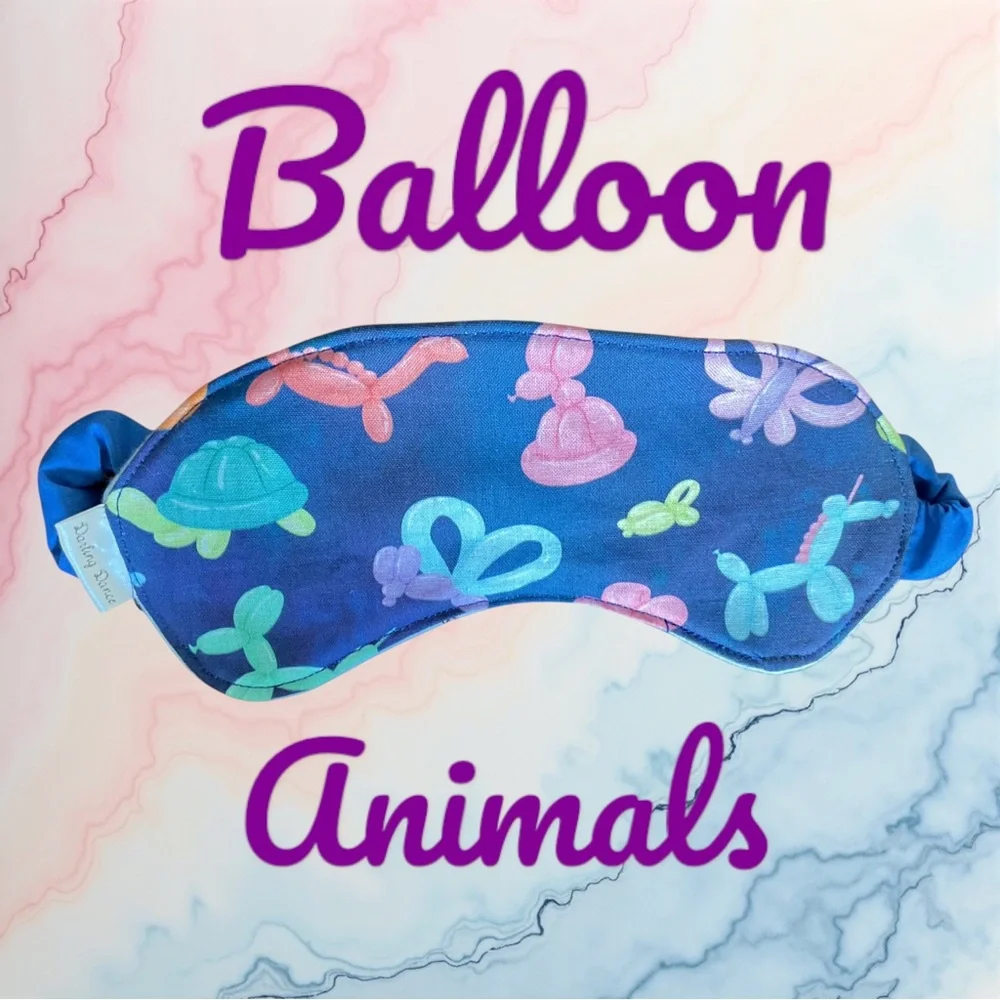 Kids Sleep Mask - Blue and Pink Balloon Animals